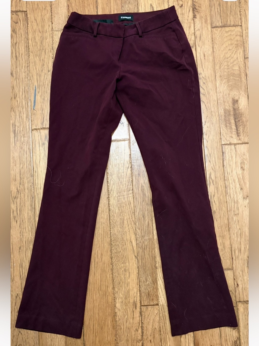 Express Burgundy Columnist Barely Boot Low Rise Pants